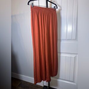 NWOT Zara Size Large Elegant Orange Wide Leg Flowy Dress Pant